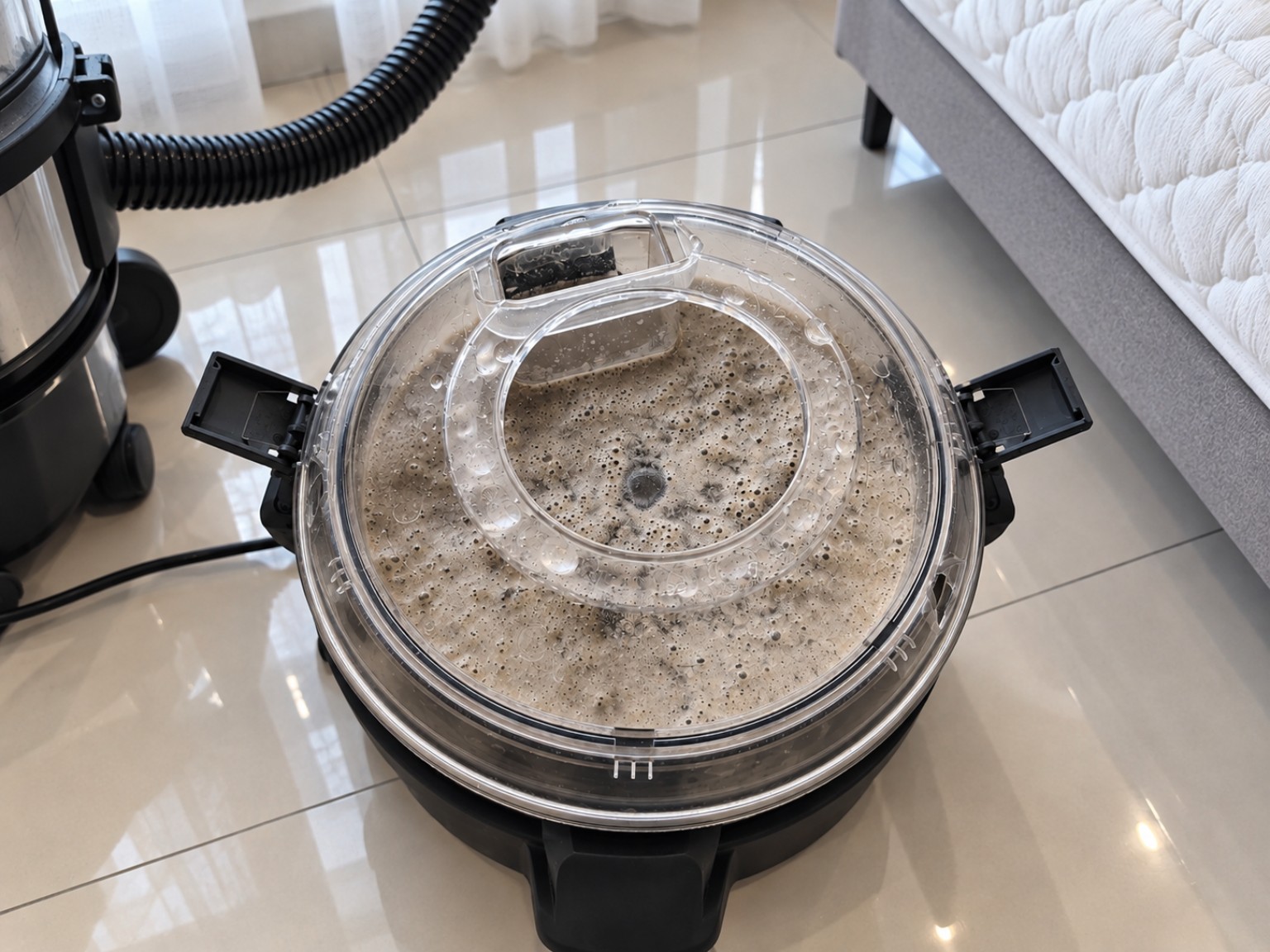 Hasil kotoran dari proses hydrovacuum springbed Edelwosh
