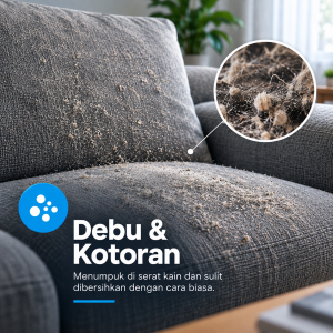 Ilustrasi debu dan kotoran pada sofa